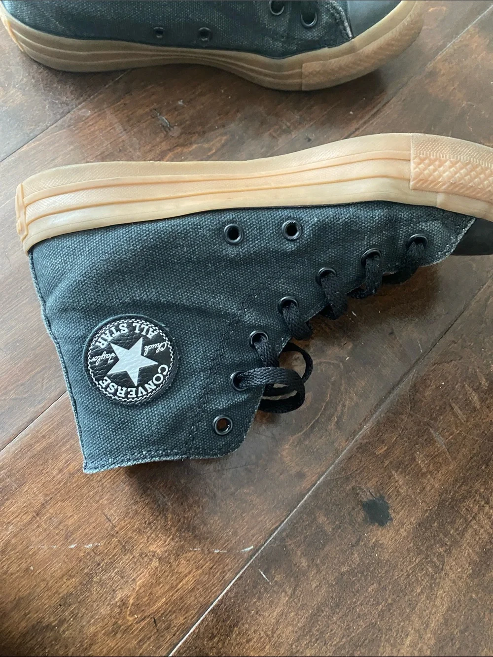Converse Kids Black High-Top Sneakers with Red Plaid Lining